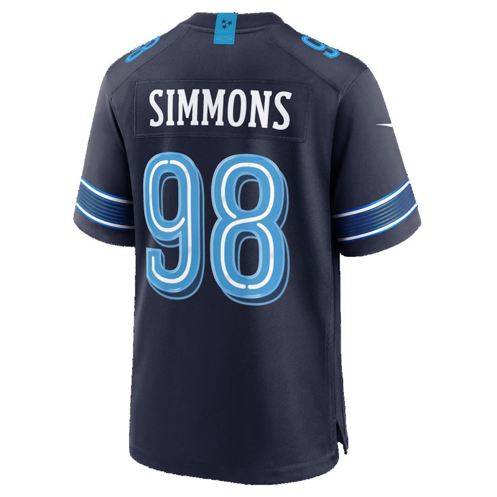 T.Titans #98 Jeffery Simmons Navy 2026 Rivalries Collection Game Football Jersey