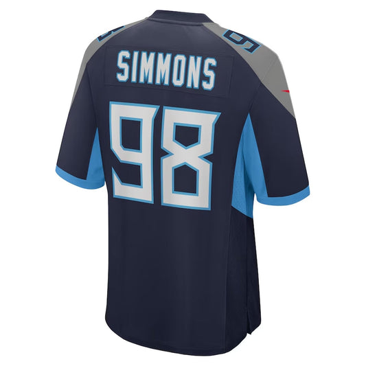 T.Titans #98 Jeffery Simmons Navy Game Stitched American Football Jerseys