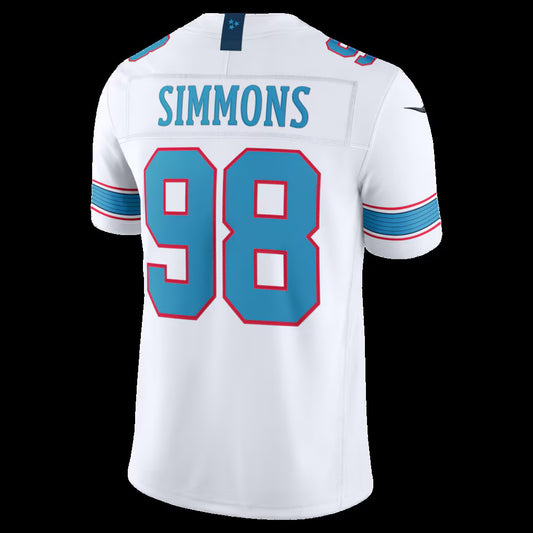 T.Titans #98 Jeffery Simmons White Vapor F.U.S.E. Sewn Down Limited Stitched American Football Jersey