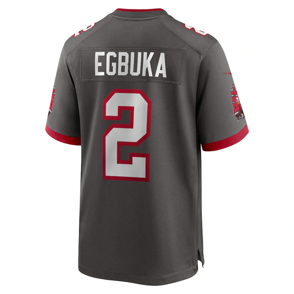 TB.Buccaneers #2 Emeka Egbuka Pewter Alternate Game Player American Football Jerseys