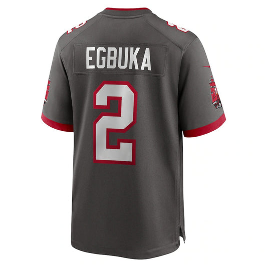 TB.Buccaneers #2 Emeka Egbuka Pewter Alternate Game Player American Football Jerseys