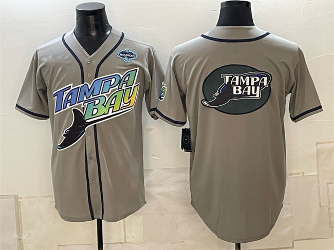 Tampa Bay Rays Team Big Logo Gray 2026 AL East Champions Patch Vapor Limited Stitched Baseball Jersey