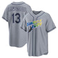 Tampa Bay Rays #13 Junior Caminero Gray Road Stadium Baseball Jersey