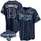 Tampa Bay Rays #13 Junior Caminero Navy 2026 AL East Champions Patch Limited Stitched Baseball Jersey