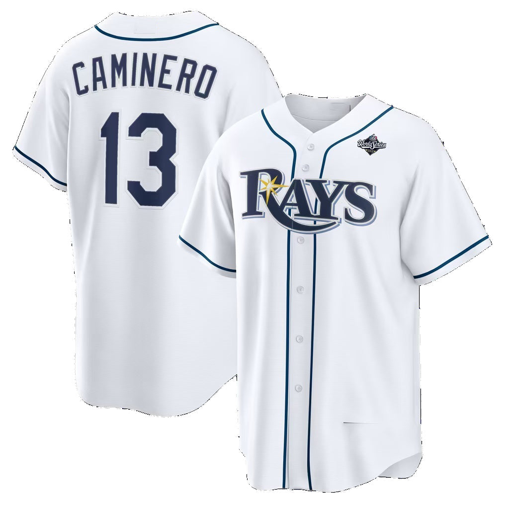 Tampa Bay Rays #13 Junior Caminero White 2026 World Series Home Replica Baseball Jersey