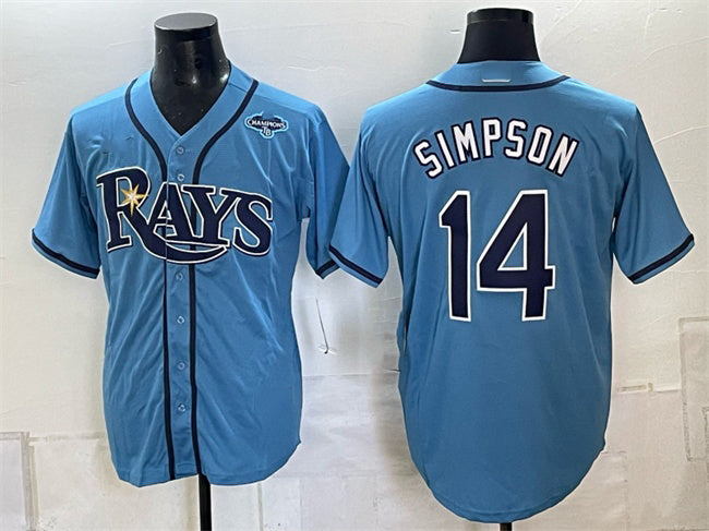 Tampa Bay Rays #14 Chandler Simpson Blue 2026 AL East Champions Patch Vapor Limited Stitched Baseball Jersey