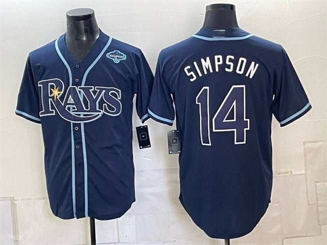 Tampa Bay Rays #14 Chandler Simpson Navy 2026 AL East Champions Patch Vapor Limited Stitched Baseball Jersey