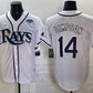 Tampa Bay Rays #14 Chandler Simpson White Gray 2026 AL East Champions Patch Vapor Limited Stitched Baseball Jersey