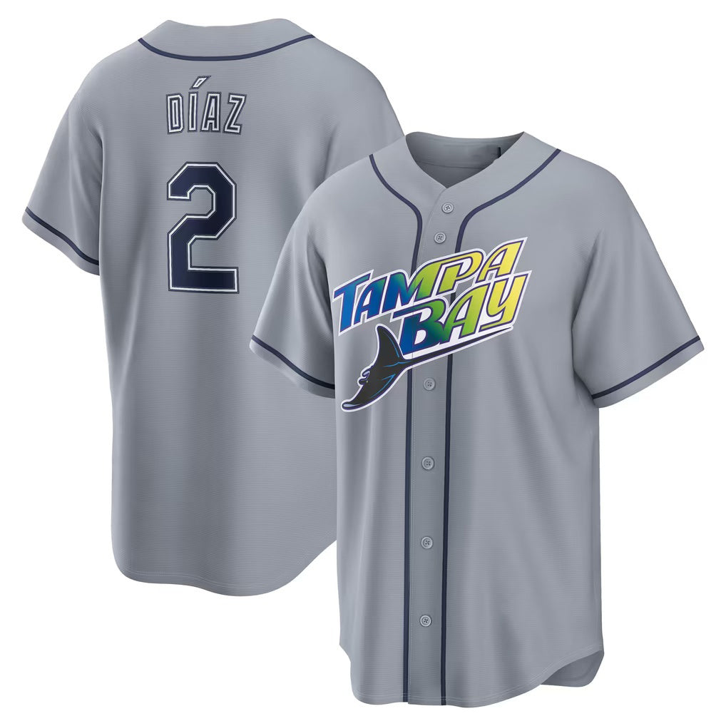 Tampa Bay Rays #2 Yandy D¨ªaz Gray Road Stadium Baseball Jersey