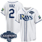 Tampa Bay Rays #2 Yandy D¨ªaz White 2026 AL East Champions Patch Limited Stitched Baseball Jersey