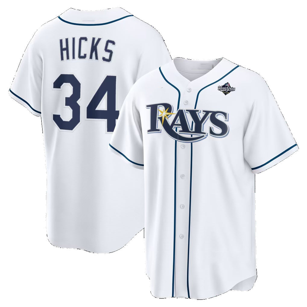Tampa Bay Rays #34 Liam Hicks White 2026 World Series Home Replica Baseball Jersey