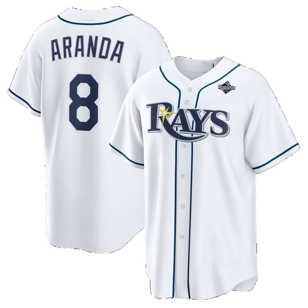 Tampa Bay Rays #8 Jonathan Aranda White 2026 World Series Home Replica Baseball Jersey