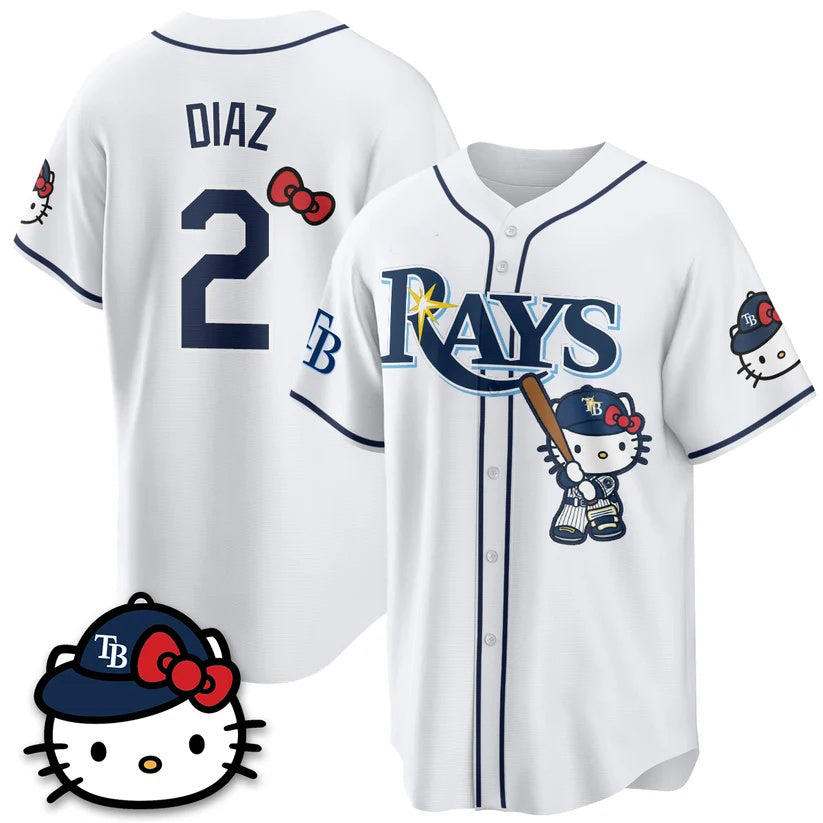 Tampa Bay Rays #2 Yandy Diaz White Puhics Meow KT Edition Vapor Limited Stitched Jersey