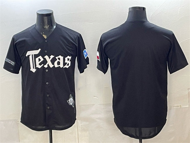 Texas Rangers Blank Black Gothic Mexico 2025 Vapor Premier Limited Stitched Baseball Jersey