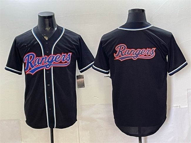 Texas Rangers Team Big Logo 2026 Fashion Replica Black Out Stitched Baseball Jersey