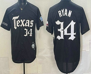 Texas Rangers #34 Nolan Ryan Black Gothic Mexico 2025 Vapor Premier Limited Baseball Jersey
