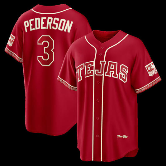 Texas Rangers #3 Joc Pederson Red 2026 City Connect Stadium Stitched Baseball Jersey