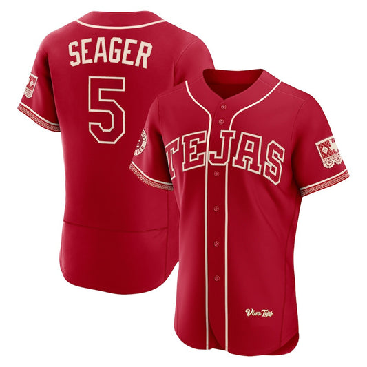 Texas Rangers #5 Corey Seager Red 2026 City Connect Authentic Sponsor Patch Stitched Baseball Jersey