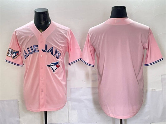 Toronto Blue Jays Blank Pink 50 Seasons Patch Stitched Baseball Jersey
