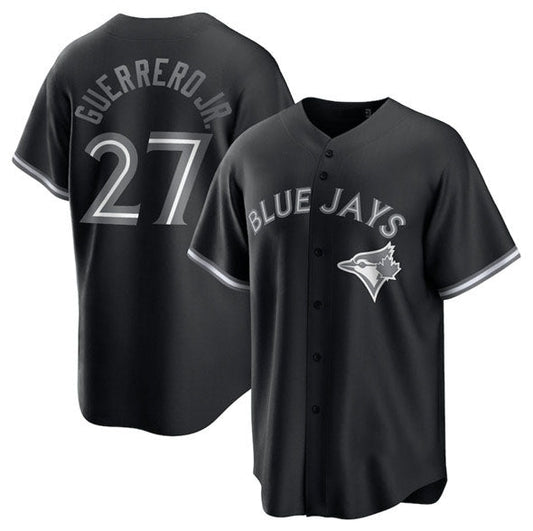 Toronto Blue Jays #27 Vladimir Guerrero Jr. Black Lights Out Limited Stitched Baseball Jersey