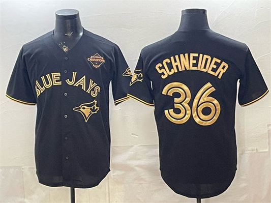 Toronto Blue Jays #36 Davis Schneider Black Gold 2025 American League Champions Limited Stitched Baseball Jersey