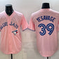Toronto Blue Jays #39 Trey Yesavage Pink 50 Seasons Patch Stitched Baseball Jersey
