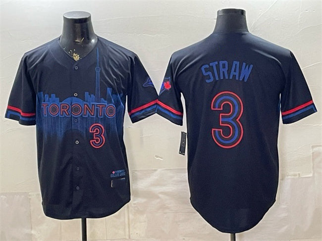Toronto Blue Jays #3 Myles Straw Navy 2024 City Connect Limited Stitched Baseball Jersey
