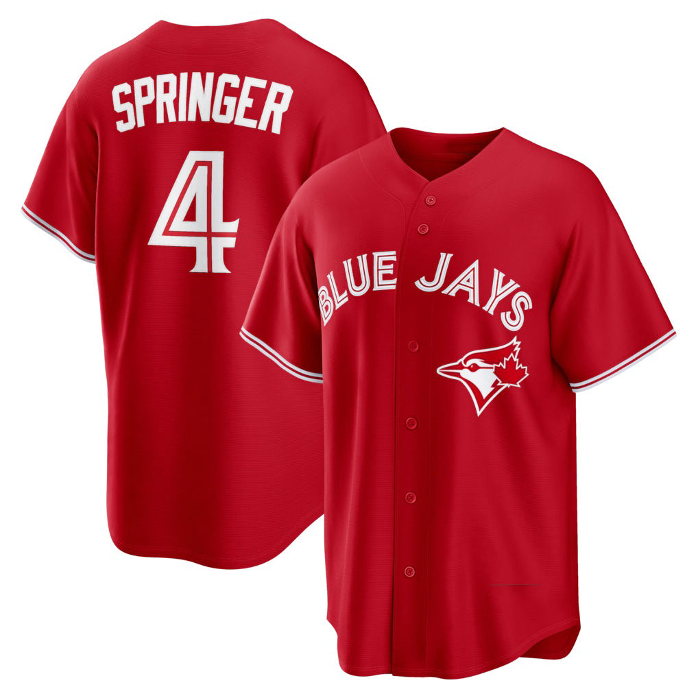 Toronto Blue Jays #4 George Springer Red Canada Day Replica Stitched Baseball Jersey