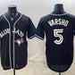 Toronto Blue Jays #5 Daulton Varsho 2026 Fashion Replica Black Out Stitched Baseball Jersey