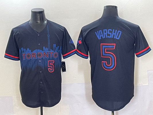 Toronto Blue Jays #5 Daulton Varsho Navy 2024 City Connect Limited Stitched Baseball Jersey
