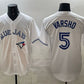Toronto Blue Jays #5 Daulton Varsho White 2025 Cool Base Stitched Baseball Jersey