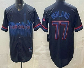Toronto Blue Jays #77 Louis Varland Black City Limited Baseball Jersey