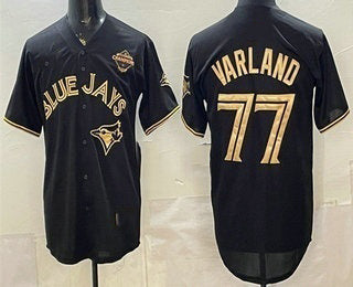 Toronto Blue Jays #77 Louis Varland Black Gold 2025 American League Champions Limited Baseball Jersey