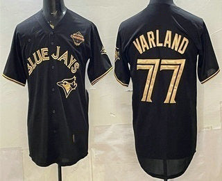 Toronto Blue Jays #77 Louis Varland Black Gold 2025 American League Champions Limited Baseball Jersey