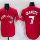 Toronto Blue Jays #7 Kazuma Okamoto Red 50 Seasons Patch Stitched Baseball Jersey