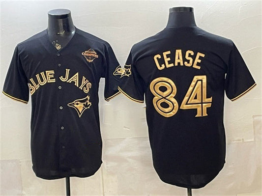Toronto Blue Jays #84 Dylan Cease Black Gold 2025 American League Champions Limited Stitched Baseball Jersey