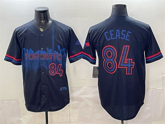 Toronto Blue Jays #84 Dylan Cease Navy 2024 City Connect Limited Stitched Baseball Jersey
