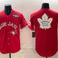 Toronto Blue Jays & Leafs Red 2025 World Series With White Leafs Logo Cool Base Stitched Baseball Jersey
