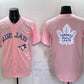 Toronto Blue Jays & Leafs With White Leafs Logo Pink 50 Seasons Patch Stitched Baseball Jersey