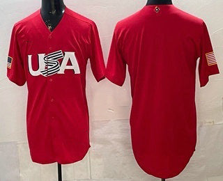USA Baseball Blank Red 2026 World Baseball Classic Cool Base Stitched Baseball Jersey