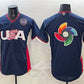 USA Baseball Team Big Logo Navy 2026 World Baseball Classic United States 250th Anniversary Patch Road Stadium Stitched Baseball Jersey
