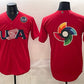 USA Baseball Team Big Logo Red 2026 World Baseball Classic United States 250th Anniversary Patch Stadium Stitched Baseball Jersey