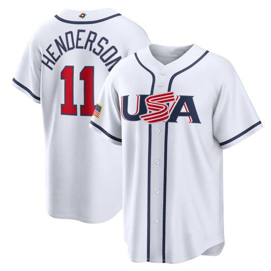 USA Baseball #11 Gunnar Henderson 2026 World Baseball Classic Home Stadium Jersey - White Baseball Jersey Puhics