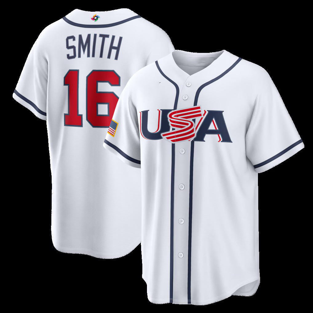 USA Baseball #16 Will Smith 2026 World Baseball Classic Home Stadium Jersey - White Baseball Jersey Puhics