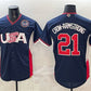 USA Baseball #21 Crow-Armstrong Navy 2026 World Baseball Classic United States 250th Anniversary Patch Road Stadium Stitched Baseball Jersey