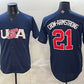 USA Baseball #21 Pete Crow-Armstrong Navy World Baseball Classic Stitched Baseball Jersey