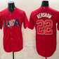 USA Baseball #22 Clayton Kershaw Red 2026 World Baseball Classic Cool Base Stitched Baseball Jersey