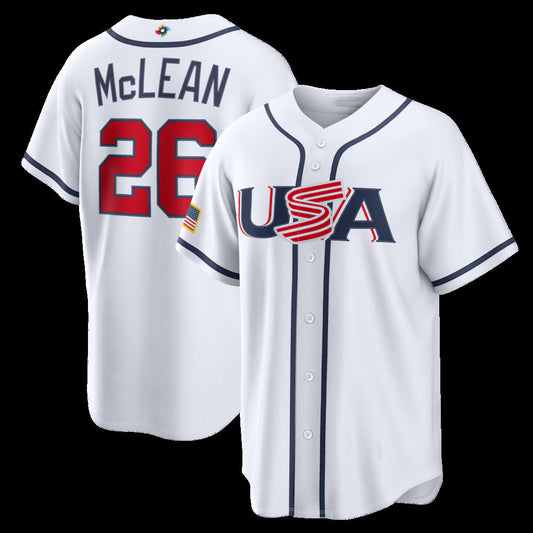 USA Baseball #26 Nolan McLean 2026 World Baseball Classic Home Stadium Jersey - White Baseball Jersey Puhics