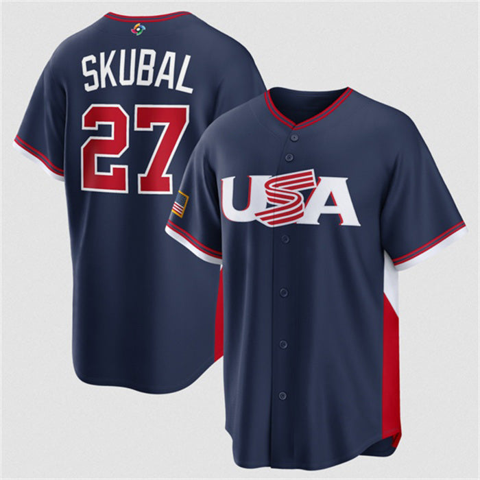 USA Baseball #27 Tarik Skubal Navy 2026 World Baseball Classic Road Stadium Stitched Baseball Jersey