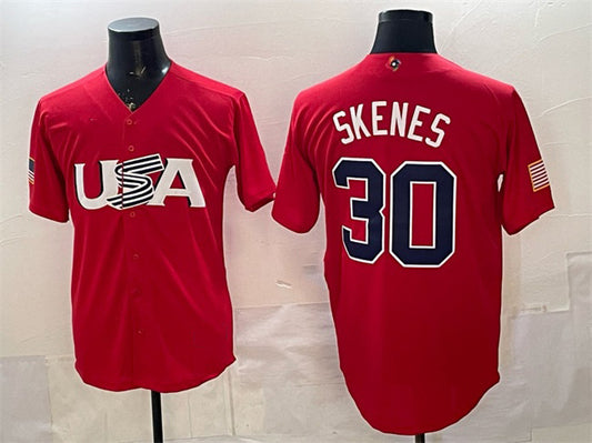 USA Baseball #30 Paul Skenes Red World Baseball Classic Stitched Baseball Jersey